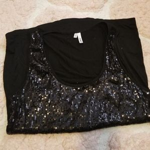 COPY - Studio Y, black tank with clear sequins